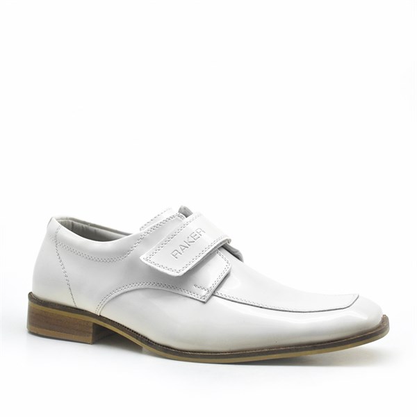 Raker® Barak Beyaz Rugan Cırtlı Klasik Erkek Genç Ayakkabı