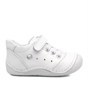 Beyaz Hakiki Deri Ortopedik Cırtlı Yazlık Erkek Bebek Spor Ayakkabı-Patik