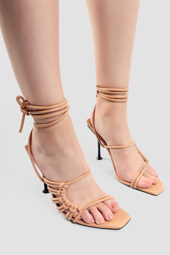 Daria Nud Bilekten Bağlamalı İnce Topuklu Sandalet