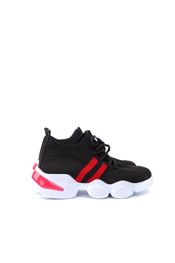 Marissa Siyah Kırmızı Triko Strech Sneakers