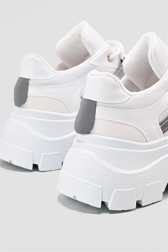 Melva Beyaz Reflektör Detaylı Fileli Yüksek Tabanlı Sneakers