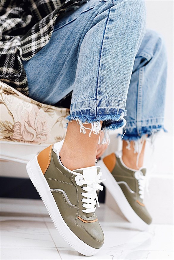 Octavia Yeşil ve Taba Casual Sneakers