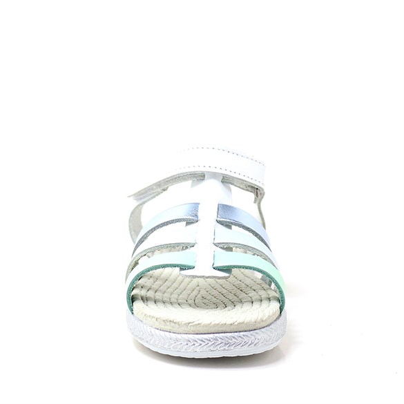 Artico Bellini Vaketa Hakiki Deri Beyaz Mavi Yeşil Kız Bebek Çocuk Sandalet