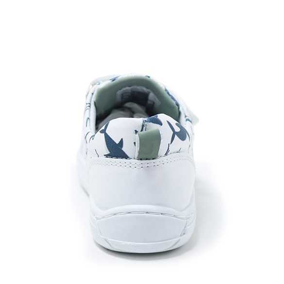 Artico Coffeee Beyaz Lacivert Baskılı Cırtlı Bebek İlk Adım Ayakkabı
