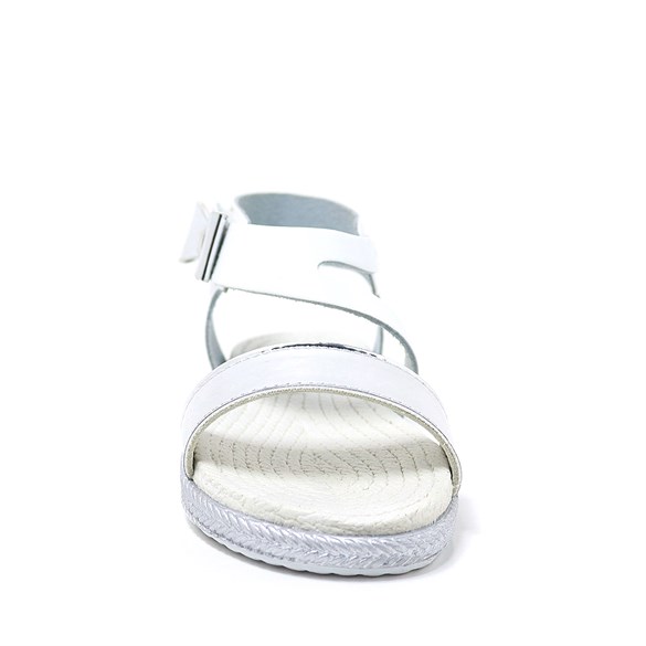 Artico Elenis Hakiki Deri Beyaz Gümüş Kız Bebek Sandalet