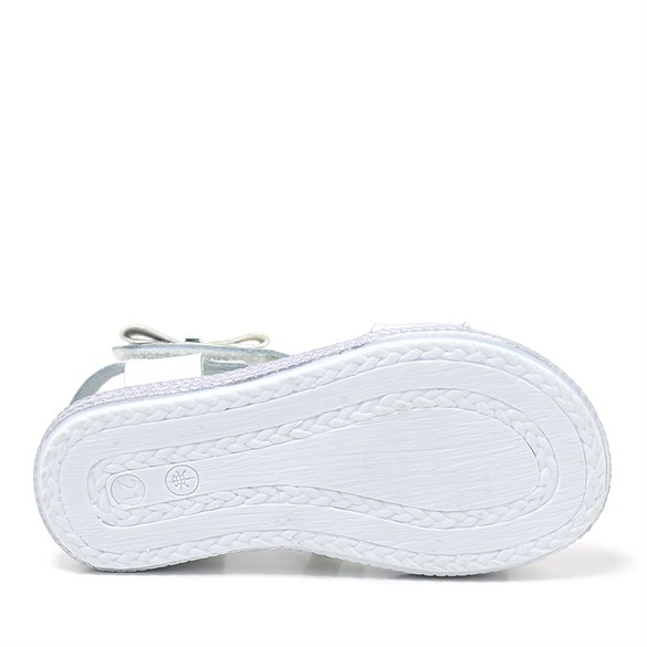 Artico Elenis Hakiki Deri Beyaz Gümüş Kız Bebek Sandalet
