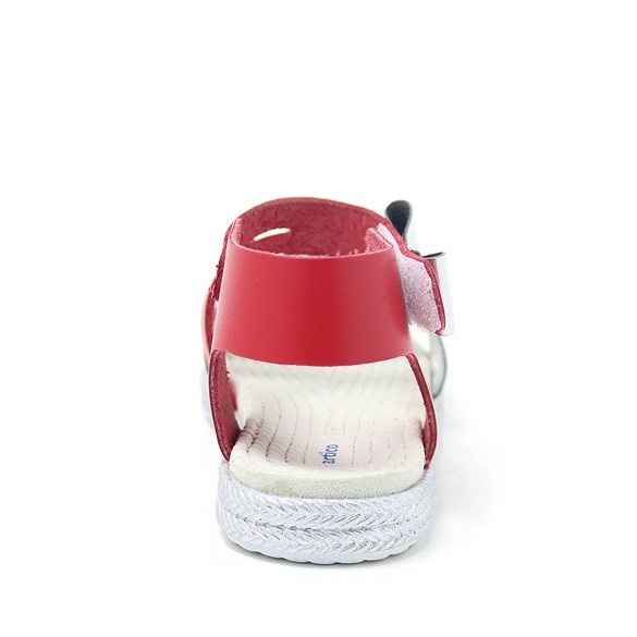 Artico Elenis Hakiki Deri Kırmızı Gümüş Kız Bebek Sandalet