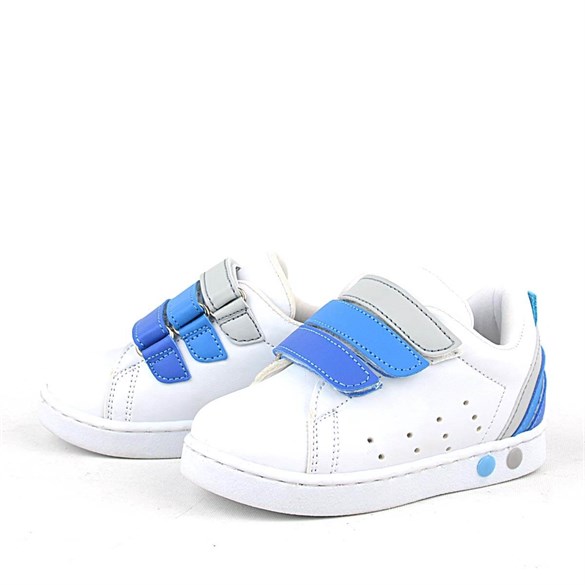 Beyaz Cırtlı Erkek Bebek Işıklı Sneakers