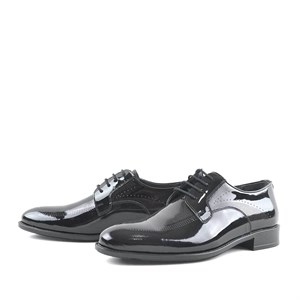 İzderi Hakiki Deri Siyah Rugan Klasik Erkek Ayakkabı - E99-SR