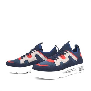 Erkek Spor Ayakkabı Lacivert Renkli Kalın Taban Lastikli Erkek Sneaker ES03-LK