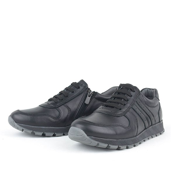 Rakerplus Deri Siyah Fermuarlı Spor Çocuk Ayakkabı Sneaker