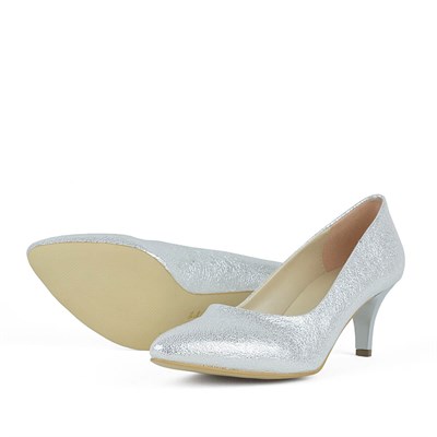 Gümüş Renk Kadın Topuklu Ayakkabı B2130-G