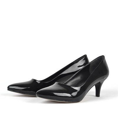 Siyah Rugan Kadın Topuklu Ayakkabı B2130-SR