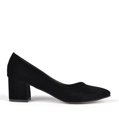 Siyah Süet Kadın Topuklu Ayakkabı B2140