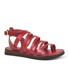 Kadın Terlik & Sandalet Hakiki Deri Kırmızı Kadın Bodrum Sandalet B816-KRMZ