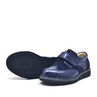 Raker® Hidra Lacivert Rugan Cırtlı Günlük Erkek Çocuk Ayakkabı
