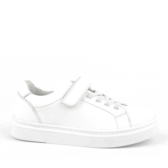 Rakerplus Beyaz Cırtlı Bağcıklı Çocuk Sneakers
