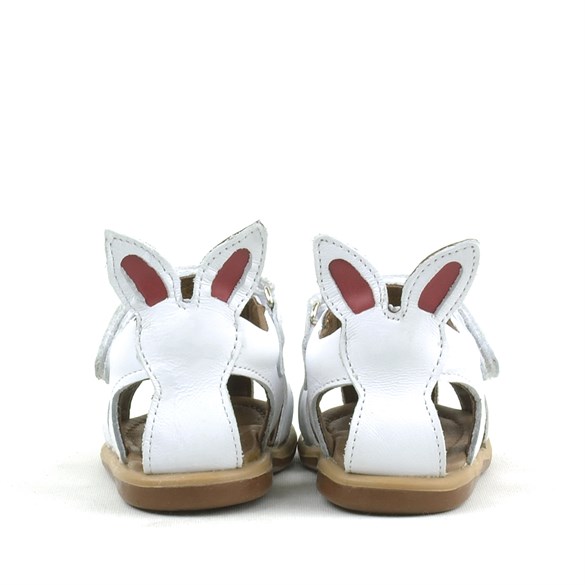 Rakerplus Rakerplus Bunny Hakiki Deri Beyaz Cırtlı Bebek Sandalet