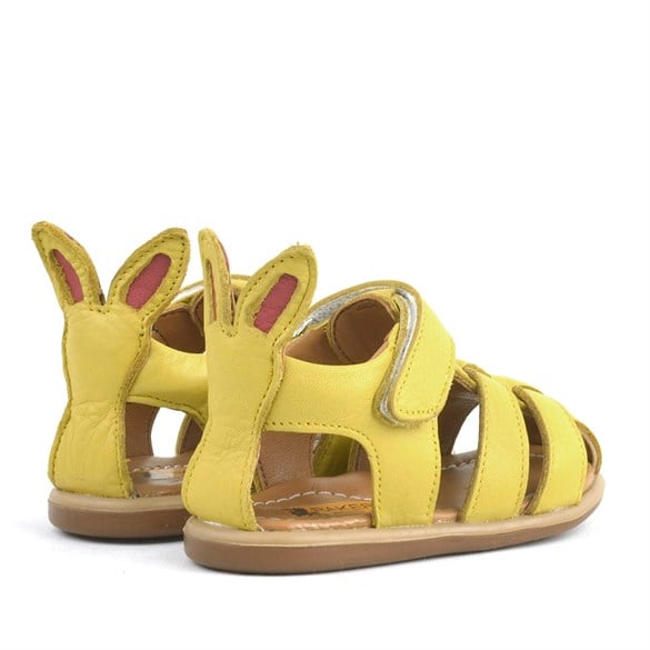 Rakerplus Rakerplus Bunny Hakiki Deri Sarı Cırtlı Bebek Sandalet