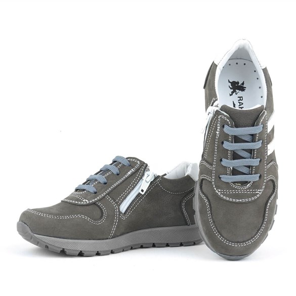 Rakerplus® Deri Gri Fermuarlı Spor Ayakkabı Sneaker