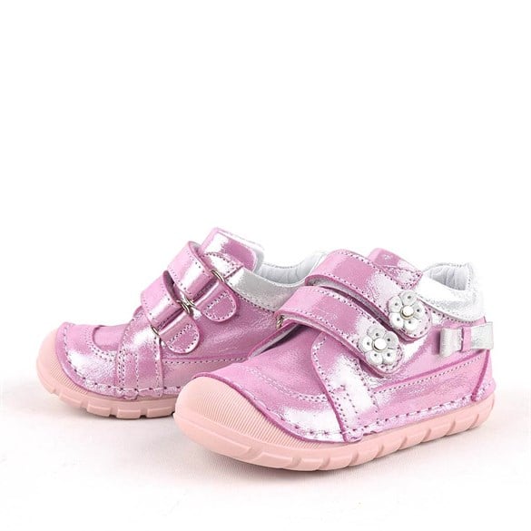 Rakerplus Hakiki Deri Pembe Simli İlk Adım Kız Bebek Ayakkabısı