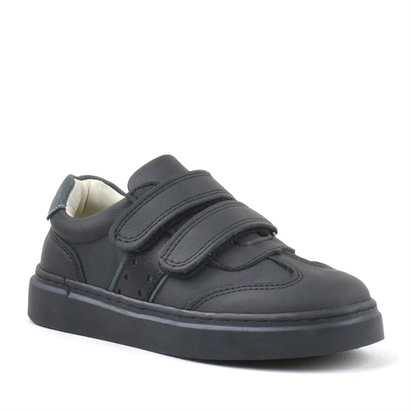 Rakerplus Hakiki Deri Siyah Cırtlı Çocuk Spor Ayakkabı Sneaker