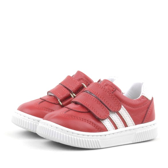Rakerplus Rakerplus Paw Hakiki Deri Kırmızı Cırtlı Bebek Spor Ayakkabı Sneaker