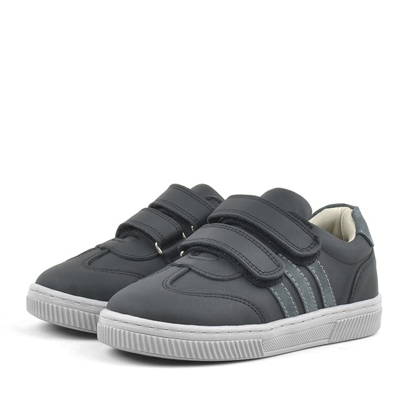 Rakerplus Paw Hakiki Deri Siyah Cırtlı Çocuk Spor Ayakkabı Sneaker