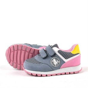 Kız Bebek Ayakkabı Raker® Hakiki Deri Ortopedik Gri Cırtlı Kız Bebek Spor Ayakkabı R3810-GPB-S