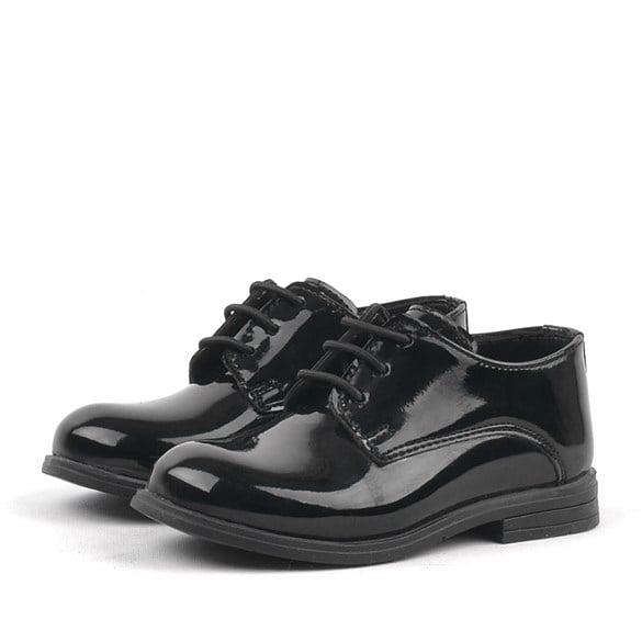 Rakerplus Siyah Rugan Lastik Bağcıklı Oxford Bebek Ayakkabı