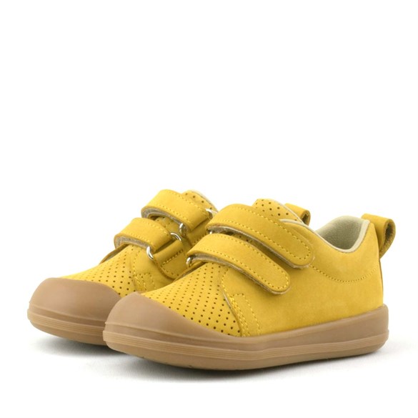 Rakerplus Sonic Hakiki Deri Sarı Cırtlı Anatomik Bebek Spor Ayakkabı Sneaker