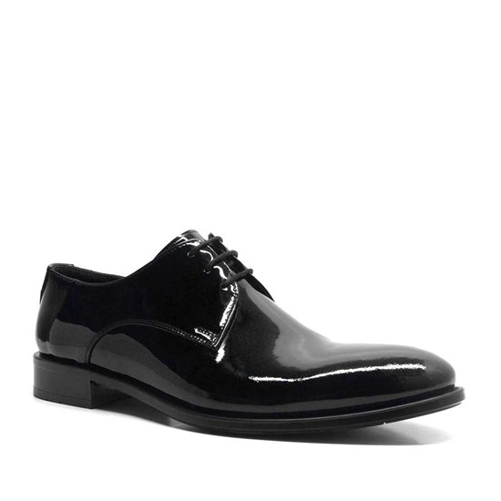 Ventola Hakiki Deri Siyah Rugan Bağcıklı Klasik Erkek Ayakkabı